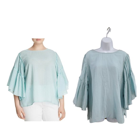 VINCE CAMUTO 3/4 Flutter Bell Sleeve Top Size 1X - Picture 2 of 9
